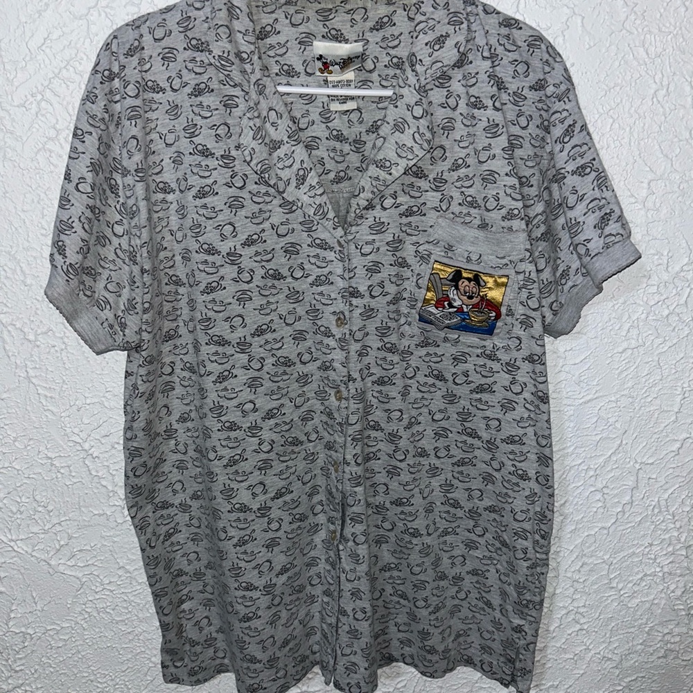 Vintage Walt Disney World Button Down Shirt with Embroidered Mickey Mouse